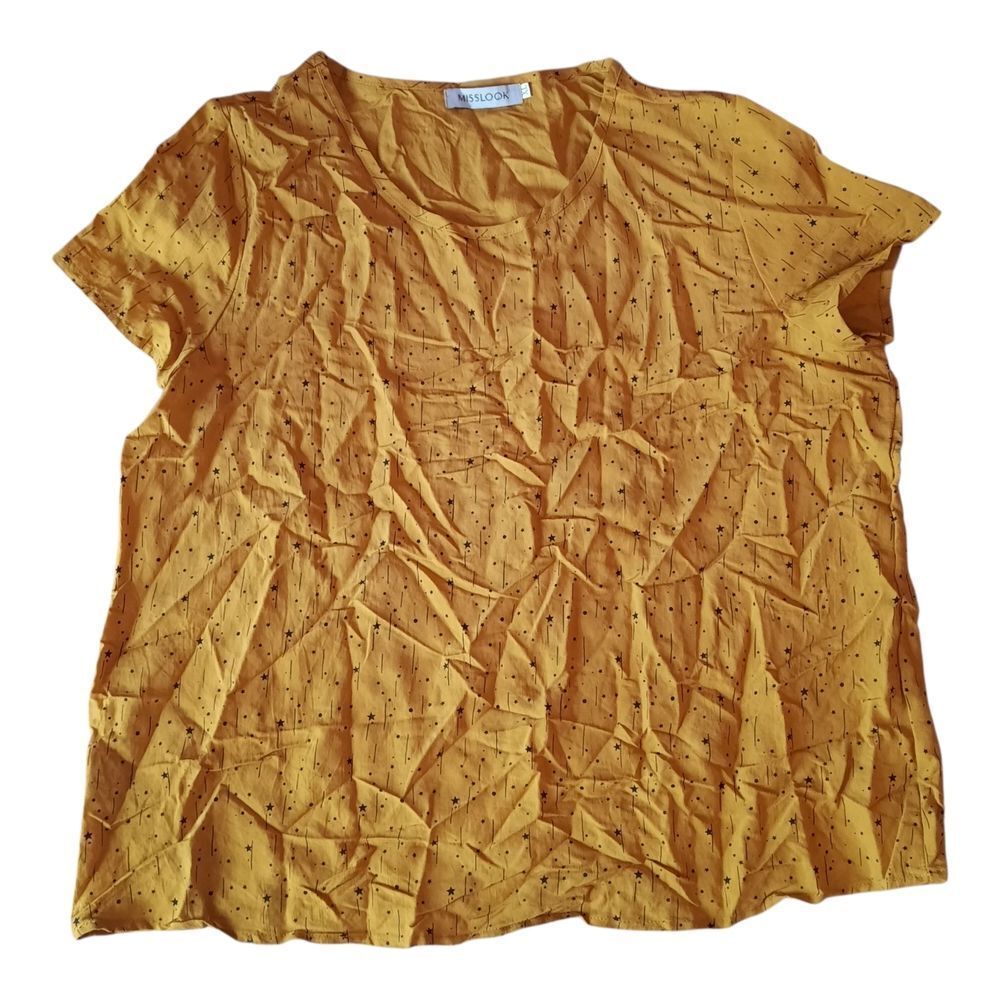 MISSLOOK Yellow Star Dotted Women's Blouse